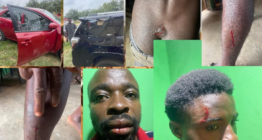6 Injured after Youth Stone Chief, Vandalise Palace and vehicles at Gomoa Obuasi