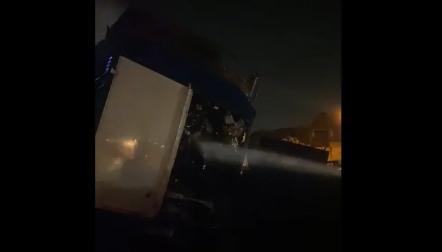 Truck Engulfed in Flames on Tema Motorway