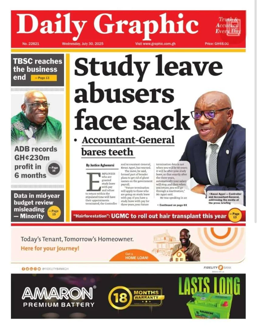 Newspaper Headlines: Wednesday, July 30, 2025