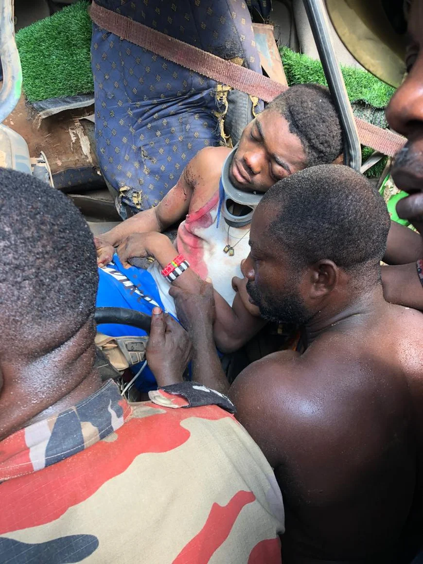 Driver Rescued After Tipper Truck Crashes Into Tree on Tema–Akosombo Highway