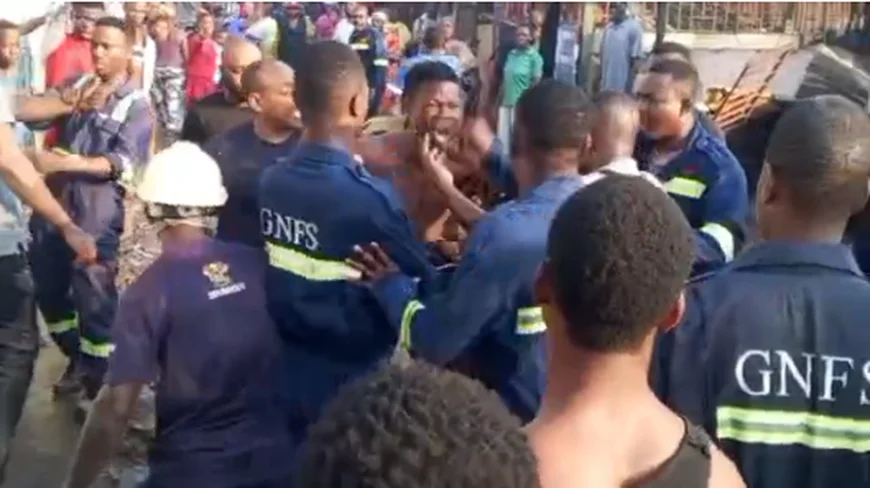Kasoa Fire Outbreak: Journalist Assaulted As Fire Service Clashes With Traders and Residents (VIDEO)