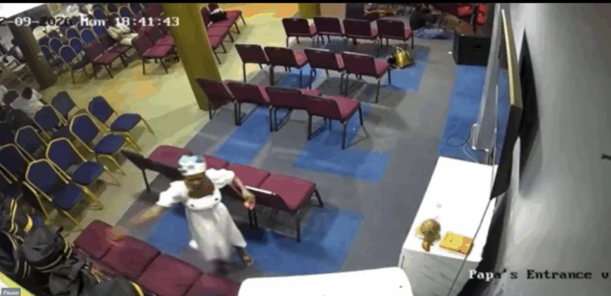 VIDEO: Woman Arrested After Setting Fire At Alpha Hour Founder Pastor Elvis Agyemang’s Church Auditorium