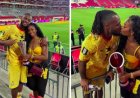 Antoine Semenyo Celebrates Player Of The Match Award With Fiancée Jordeen Buckley