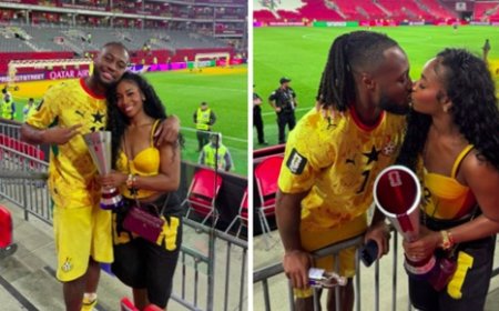 Antoine Semenyo Celebrates Player Of The Match Award With Fiancée Jordeen Buckley