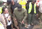 Mahama Leads Clean-Up Exercise, Helps Desilt Clogged Drain In Tse Addo