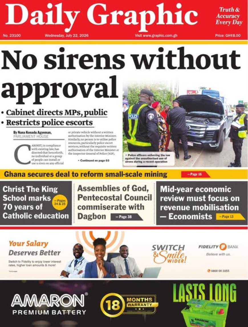 Newspaper Headlines: Wednesday, July 22, 2026