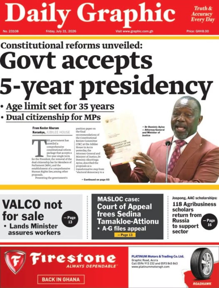 Newspaper Headlines: Friday, July 31, 2026