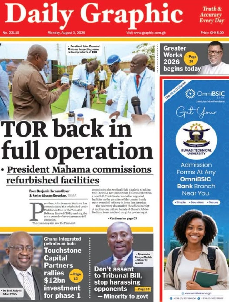 Newspaper Headlines: Monday, August 3, 2026
