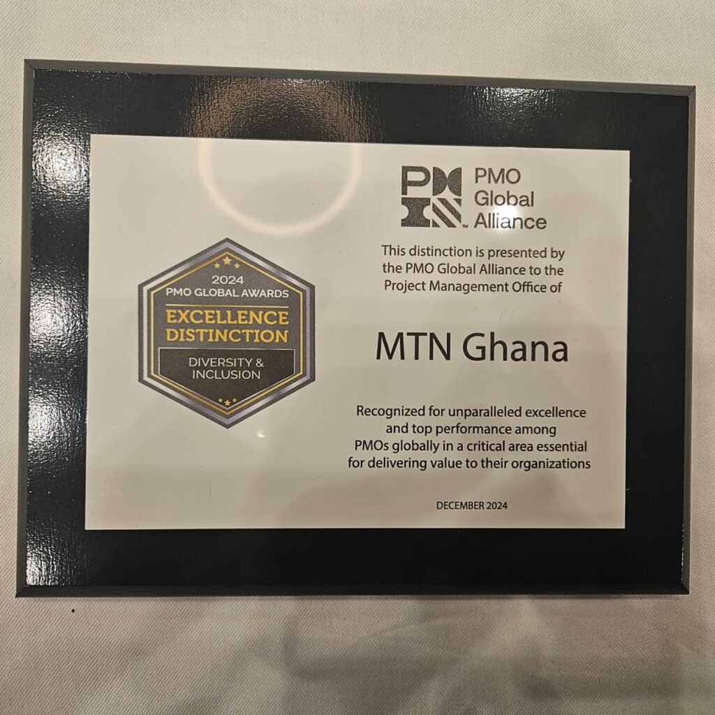 The Global Pmo Award On Diveristy And Inclusion Presented To Mtn Ghana